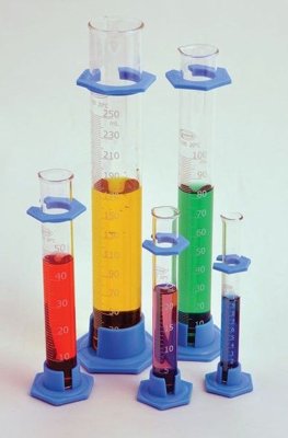 Class B Glass Graduated Cylinders, Plastic Base, 10 - 250mL