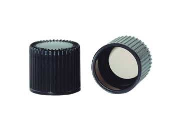 KIMBLE® Black Phenolic Caps, Cemented-In Rubber Liners