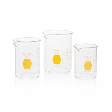 DWK Life Sciences KIMBLE® KIMAX® Colorware Low Form Beakers, Double Capacity Scales