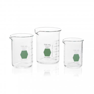 DWK Life Sciences KIMBLE® KIMAX® Colorware Low Form Beakers, Double Capacity Scales