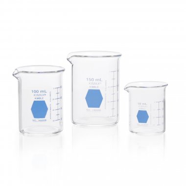 DWK Life Sciences KIMBLE® KIMAX® Colorware Low Form Beakers, Double Capacity Scales