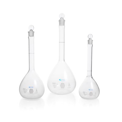 KIMBLE® KIMAX® KimCote® Volumetric Flasks with ST Glass Stoppers, Class A