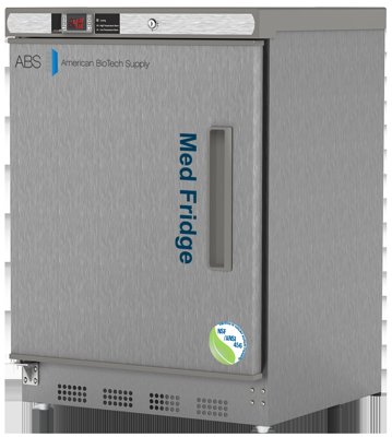 American Biotech Supply NSF Certified Stainless Steel Built-In Undercounter Solid Door Vaccine Refrigerators