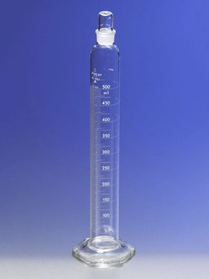 PYREX® Serialized/Certified Class A Single Metric Scale Cylinders, Standard Taper PYREX Stopper, To Contain