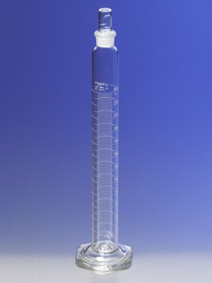 PYREX® Single Metric Scale Graduated Cylinders, Standard Taper Stopper, To Contain