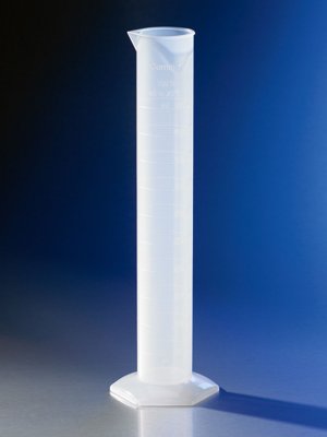 Single Metric Scale Graduated Funnel Top Polypropylene Cylinders, To Contain