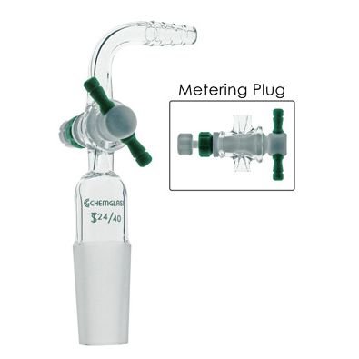 90° Flow-Control Adapters, PTFE Metering Stopcock