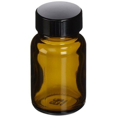 Amber Wide Mouth Packers Assembled with Black Phenolic Closure/PE Cone Lined