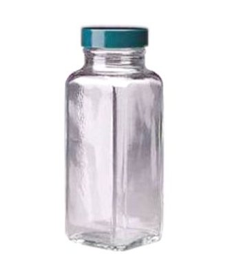 Qorpak Clear Glass Wide Mouth French Square Bottles