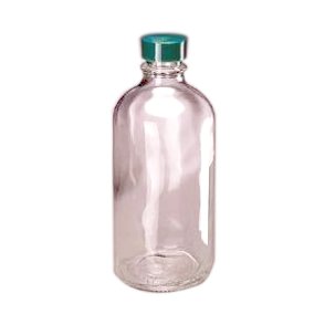 Qorpak Flint Glass Narrow Mouth Boston Round Bottles, Phenolic Caps, PolyCone Lined