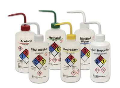 Nalgene® LDPE Narrow-Mouth Right-to-Know Wash Bottles