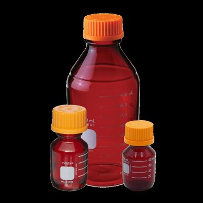 PYREX® Low Actinic Round Media Storage Bottles, GL25 Screw Cap