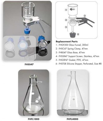 United Scientific Vacuum Filter Holder Set With Stainless Steel Screen, 47mm