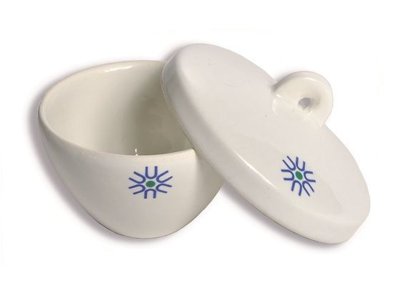 Wide Form Porcelain Crucibles with Lids, 10 - 250mL