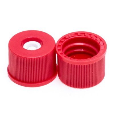 JG Finneran Associates 8-425mm Polypropylene Top Hat™ Closures, PTFE/Silicone Septa, Assembled