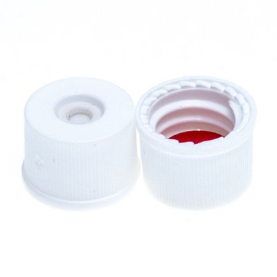 JG Finneran Associates 8-425mm Polypropylene Top Hat™ Closures, PTFE/Silicone Septa, Assembled