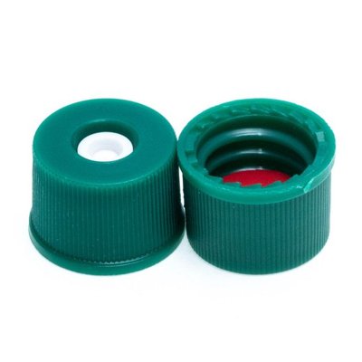 8-425mm Polypropylene Top Hat™ Closures, PTFE/Silicone Septa, Assembled