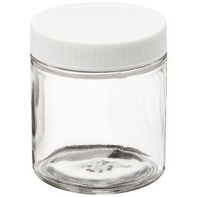 Precleaned & Certified Short Straight Sided Wide Mouth Septum Jars, Assembled with Open Top White Polypropylene Closures, Septum and Certificate of An