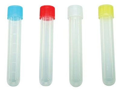 15mL Kartell Plastic Test Tubes with Screw Caps