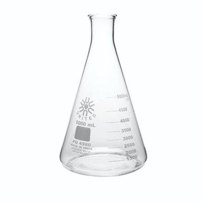 United Scientific Narrow Mouth Erlenmeyer Flasks, Borosilicate Glass, 10mL - 5000mL