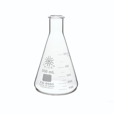 United Scientific Narrow Mouth Erlenmeyer Flasks, Borosilicate Glass, 10mL - 5000mL