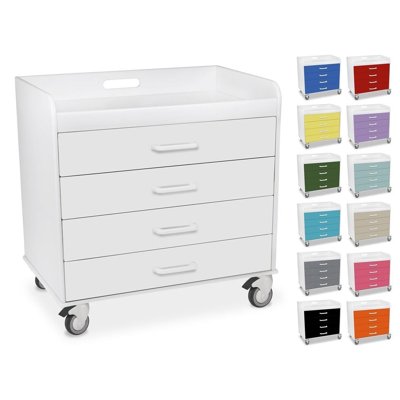 Polyethylene Small Extra Wide Compact Locking 4 Drawer Cart