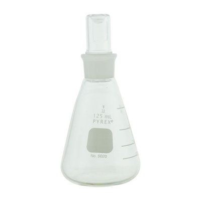Corning PYREX© Narrow Mouth Erlenmeyer Flask with PYREX© Standard Taper Stopper