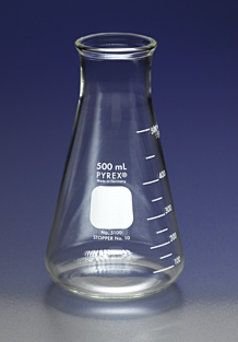 PYREX© Wide Mouth Erlenmeyer Flasks with Heavy Duty Rim