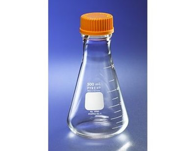 PYREX® Wide Mouth Erlenmeyer Flasks, GL45 Screw Cap