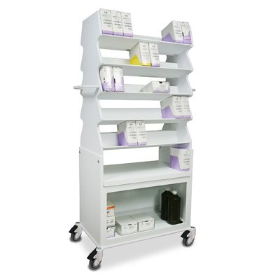 TrippNT White PVC Extra Wide Tall Slanted Suture Cart with Bulk Storage Area