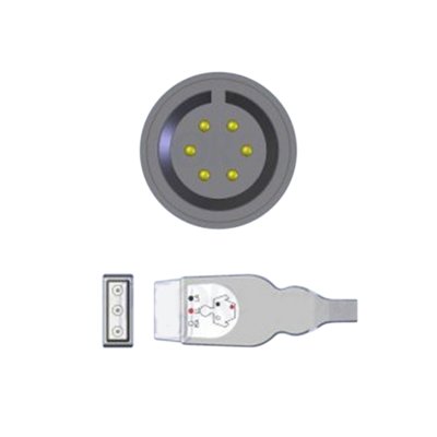 3-Lead ECG Cable with 6-Pin Monitor Connector and Safety DIN AHA Patient Connectors
