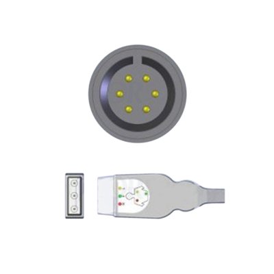 GE Defibrillator ECG Cable, 3-Lead IEC Safety Din