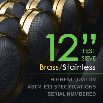 WS Tyler 12" Brass/ Stainless Steel ASTM Test Sieves, Half Height