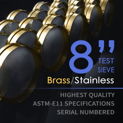 WS Tyler 8" Brass/ Stainless Steel ASTM Test Sieves, Half Height
