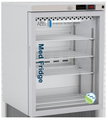American Biotech Supply NSF Certified Freestanding Undercounter Glass Door Vaccine Refrigerators