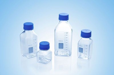 United Scientific Clear Graduated Polycarbonate Square Media Storage Bottles