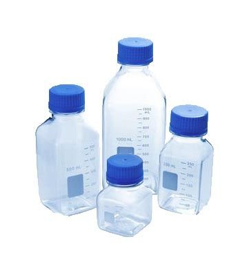 Clear Graduated Polycarbonate Square Media Storage Bottles