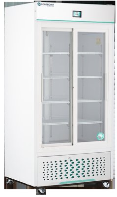 Corepoint Scientific Corepoint Scientific White Diamond Series Glass Door Upright Refrigerators