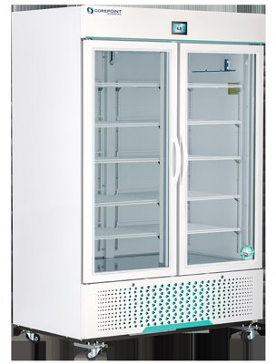Corepoint Scientific Corepoint Scientific White Diamond Series Glass Door Upright Refrigerators