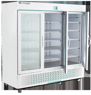 Corepoint Scientific Corepoint Scientific White Diamond Series Glass Door Upright Refrigerators