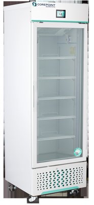 Corepoint Scientific White Diamond Series Glass Door Upright Refrigerators
