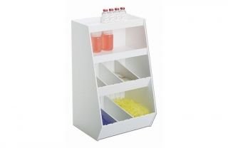 Eight Adjustable Bins and Two Shelves