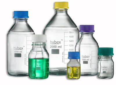 Hybex™ Borosilicate Glass Media Storage Bottles