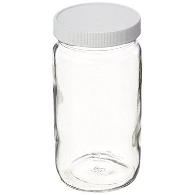 Pre-Cleaned & Certified Class 3 Clear Tall Wide Mouth Jars with White Polypropylene Closures