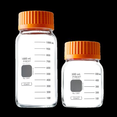 PYREX® Round Wide Mouth Media Storage Bottles, GLS80 Screw Cap