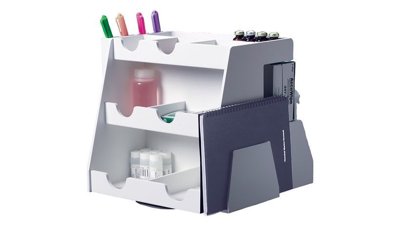 White PVC Rotating Multi-Compartment Workstation