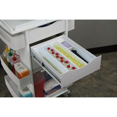 TrippNT White Styrene 4 Long Compartment Cart Drawer Organizer