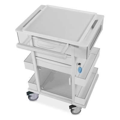 TrippNT White Styrene 4 Long Compartment Cart Drawer Organizer