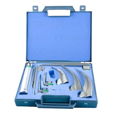 Sun-Med GreenLine Fiber Optic MacIntosh &amp; Miller English Profile Laryngoscope Set