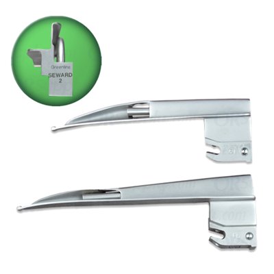Sun-Med Greenline Seward English Profile Fiber Optic Laryngoscope Blades